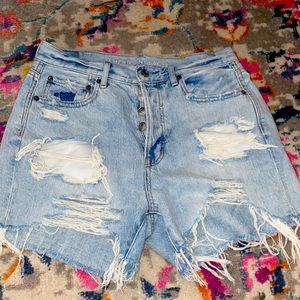 Distressed boyfriend denim shorts